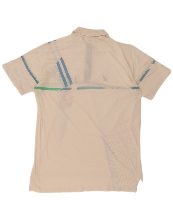 AUSTRALIAN L'ALPINA Mens Polo Shirt IT 48 Medium White Geometric