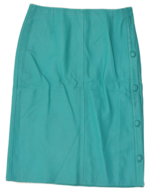Vintage Γυναικεία Δερμάτινη Φούστα IT 44 Medium W28 Turquoise Leather