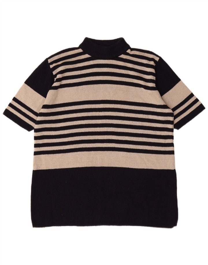 ST. BERNARD Γυναικείο πουλόβερ με λαιμό χελώνα UK 14/16 μεγάλο μαύρο ριγέ