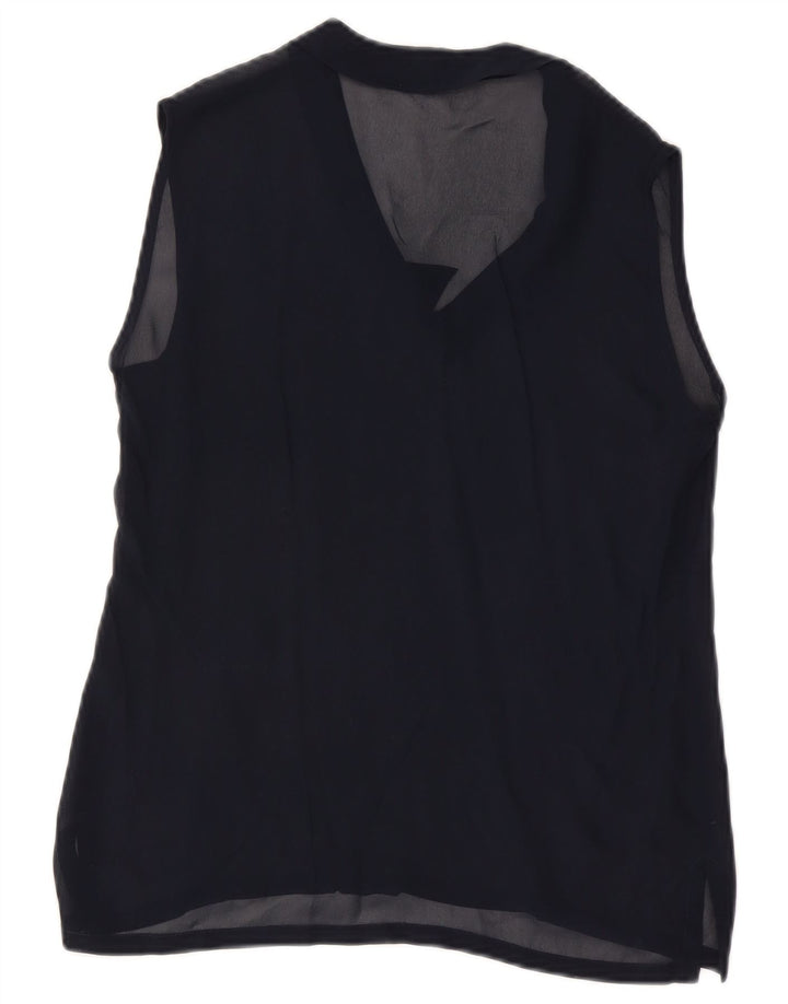 Vintage γυναικεία αμάνικη μπλούζα τοπ UK 12 Medium Navy Blue
