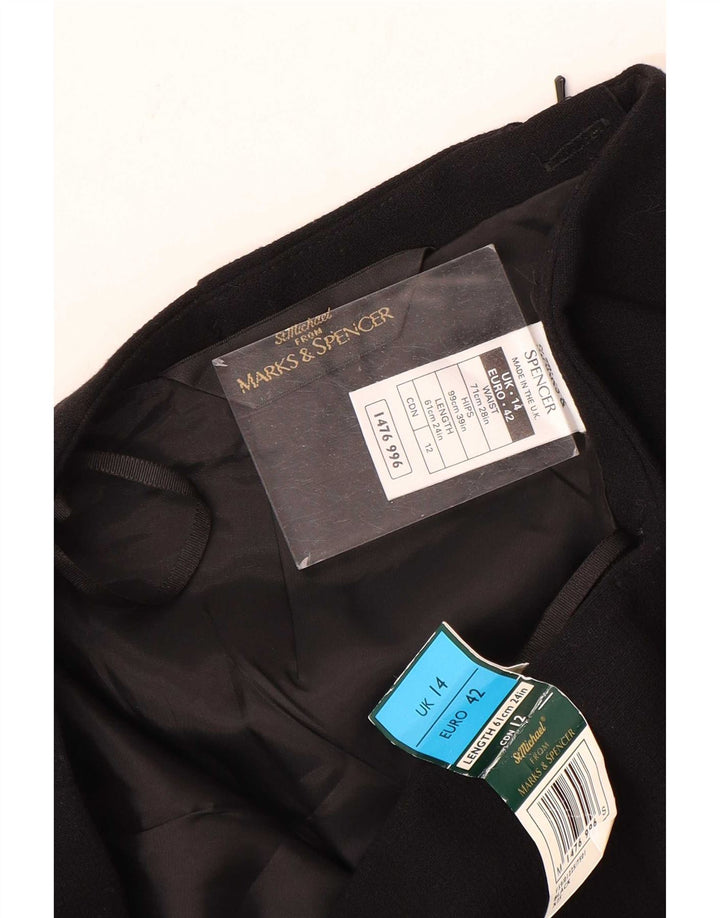Marks & Spencer Γυναικεία Pencil Φούστα UK 14 Medium W28 Black Viscose