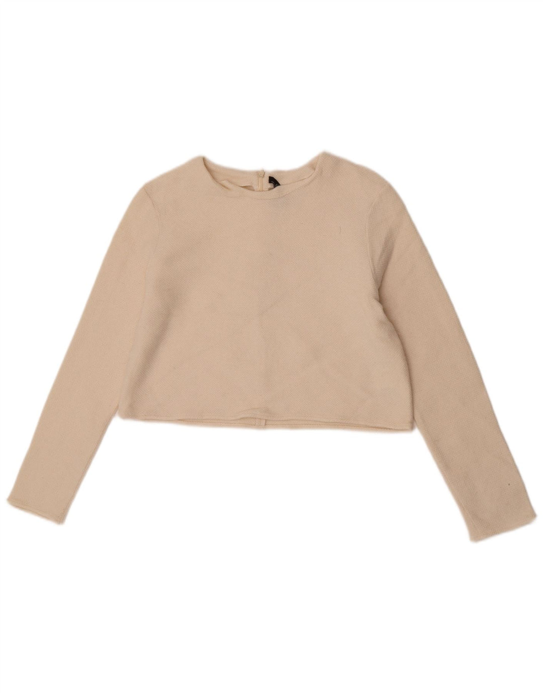 Zara Γυναικείο πουλόβερ με λαιμόκοψη Crop Crop UK 12 Medium Off White Wool