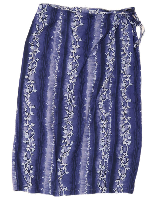 Vintage Γυναικεία Wrap Φούστα UK 18 XL W30 Blue Floral
