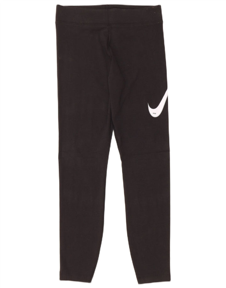Γυναικεία γραφικά κολάν NIKE UK 12 μεσαίο μαύρο βαμβακερό