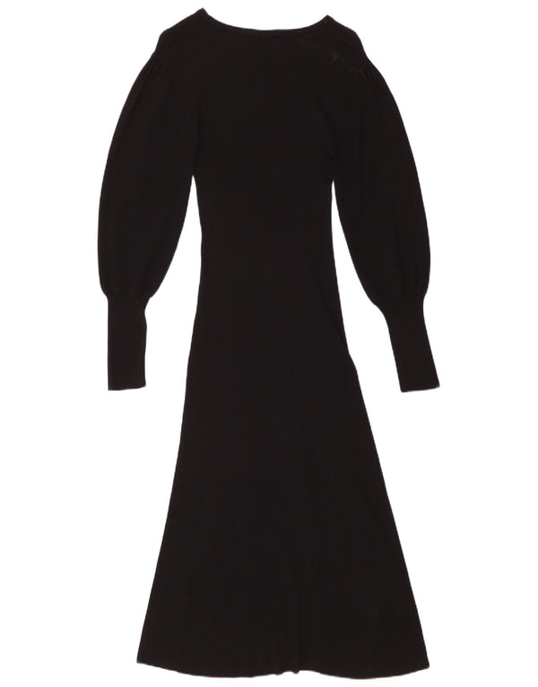 ZARA Womens Long Sleeve Maxi Dress UK 12 Medium Black Viscose