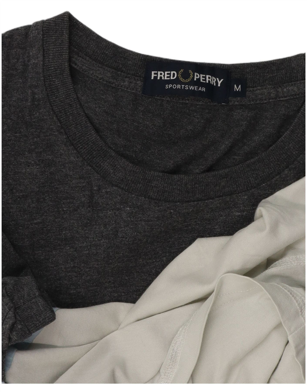 FRED PERRY Mens Graphic T-Shirt Top Medium White Colourblock