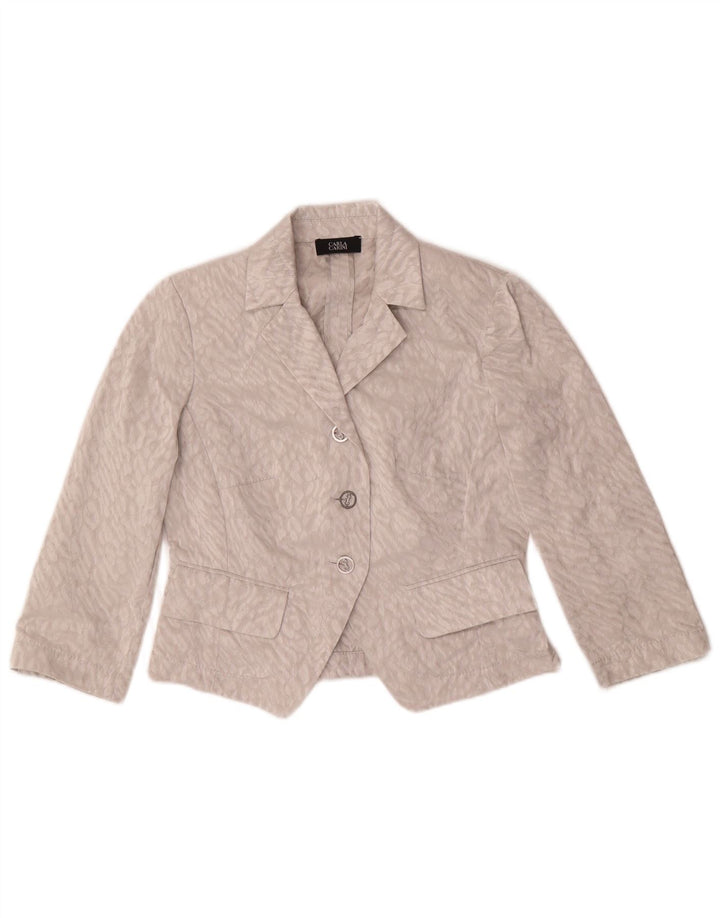 CARLA CARINI Γυναικεία ζακέτα Crop UK 10 Small Gray Animal Print