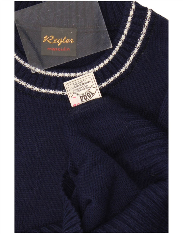 Ανδρικό πουλόβερ VINTAGE Crew Neck Jumper IT 52 Large Navy Blue Πολυακρυλικό