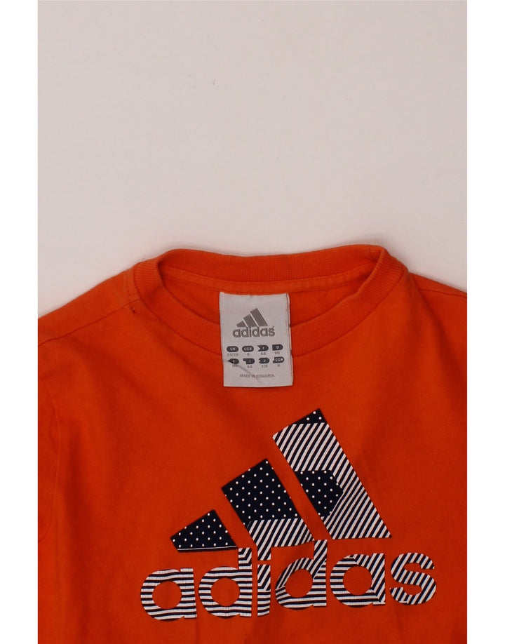 ADIDAS Boys Graphic T-Shirt Top 5-6 Years Orange Vintage Adidas and Second-Hand Adidas from Messina Hembry 