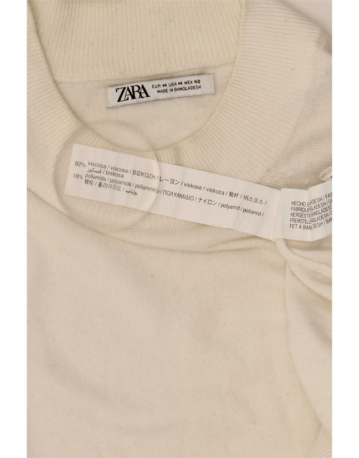 Ανδρικό πουλόβερ Zara με λαιμόκοψη, μεσαία λευκή βισκόζη