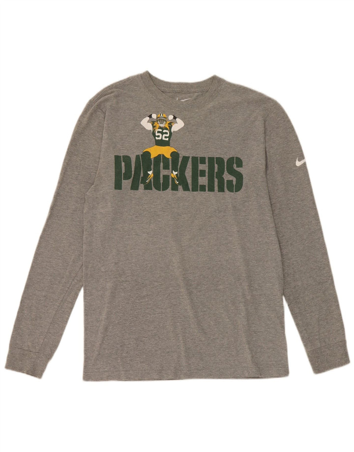 Γραφικό μακρυμάνικο μπλουζάκι Nike Mens Packers, μικρό, γκρι βαμβακερό