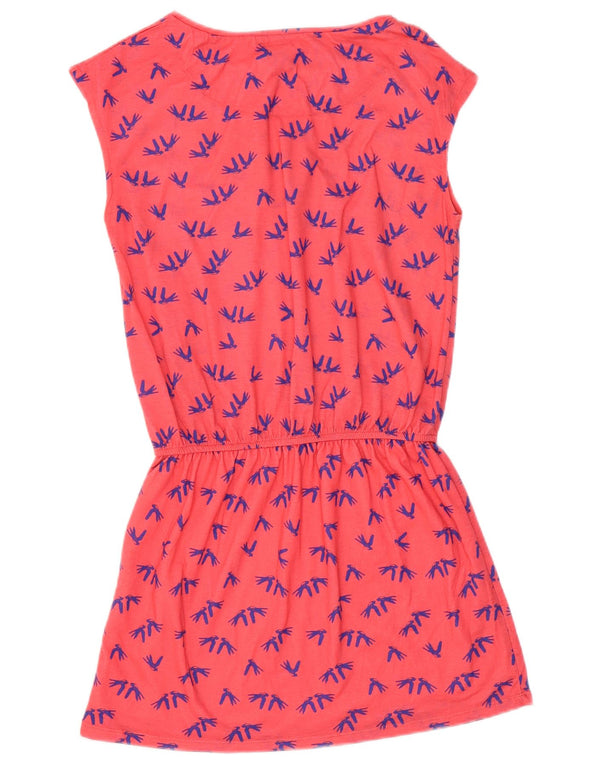 Zara Womens Sleeveless Drop Waist Dress UK 12 Medium Pink Animal Print