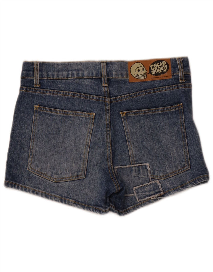 Φτηνό Monday Womens Distressed τζιν σορτς W29 Medium Blue Patchwork