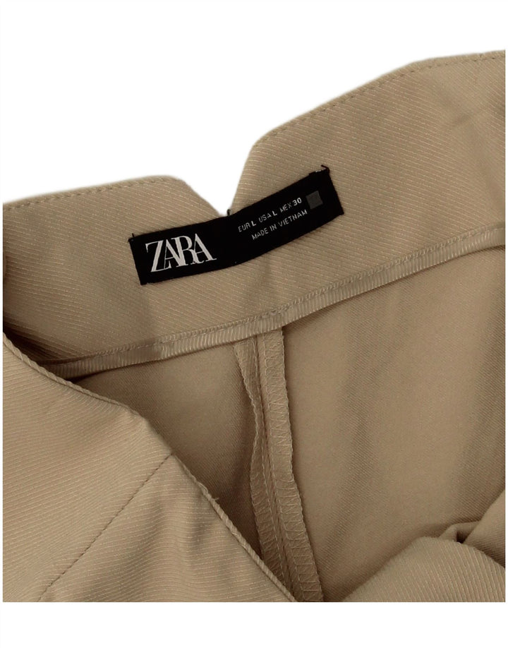 Zara γυναικείο φαρδύ παντελόνι με κομμένο πόδι μεγάλο W32 L25 μπεζ πολυεστέρα