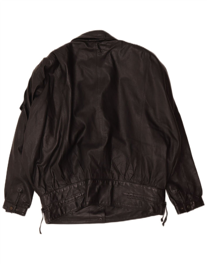 Vintage Γυναικείο Oversized Δερμάτινο Μπουφάν EU 36 Small Black Leather