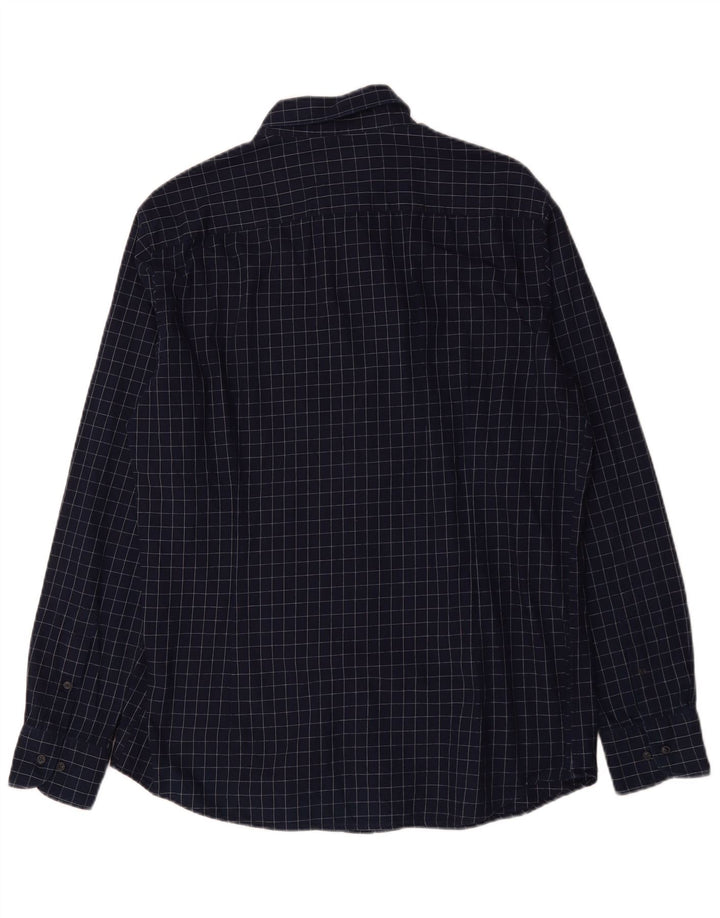 Ανδρικό φανελένιο πουκάμισο Massimo Dutti XL Navy Blue Check Cotton