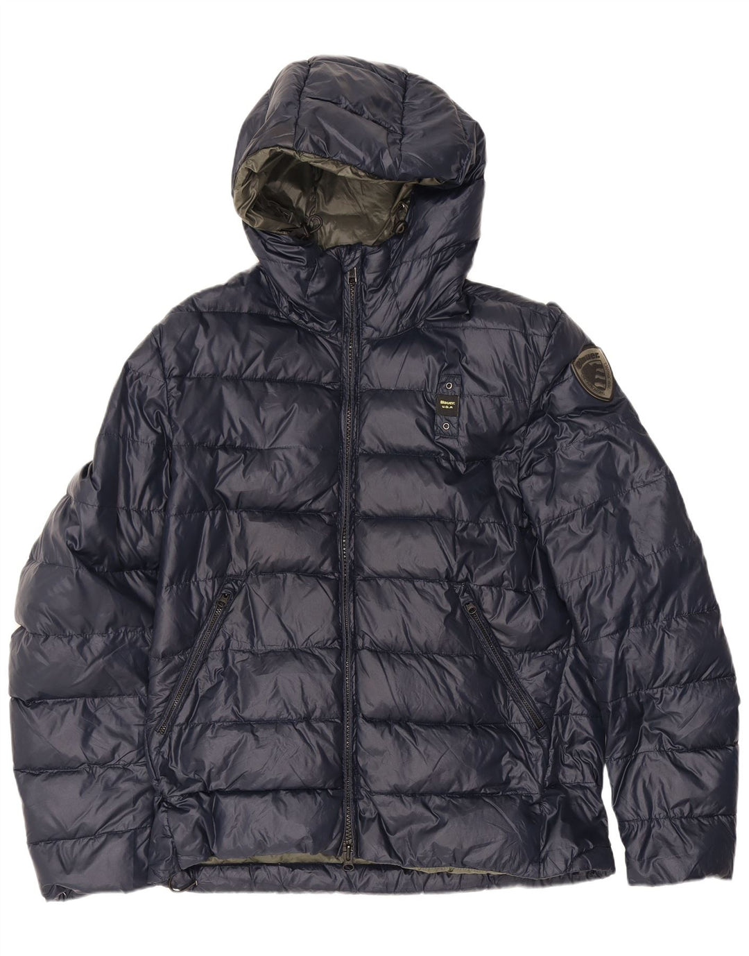 Blauer Ανδρικό μπουφάν με κουκούλα UK 40 Large Navy Blue Polyamide