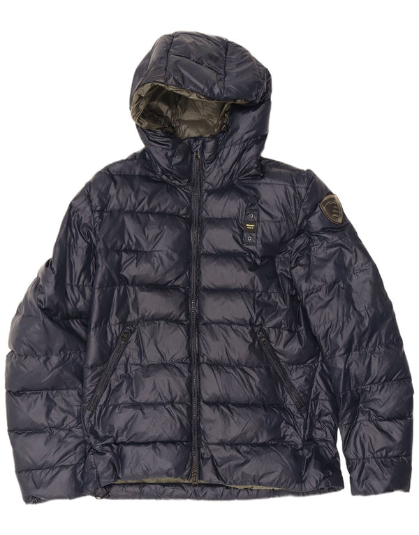 Blauer Ανδρικό μπουφάν με κουκούλα UK 40 Large Navy Blue Polyamide