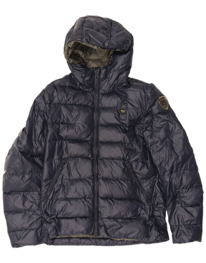 Blauer Ανδρικό μπουφάν με κουκούλα UK 40 Large Navy Blue Polyamide