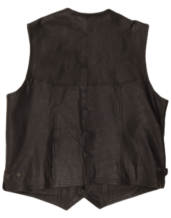 VINTAGE Ανδρικό Δερμάτινο Γιλέκο 3XL Μαύρο Δερμάτινο