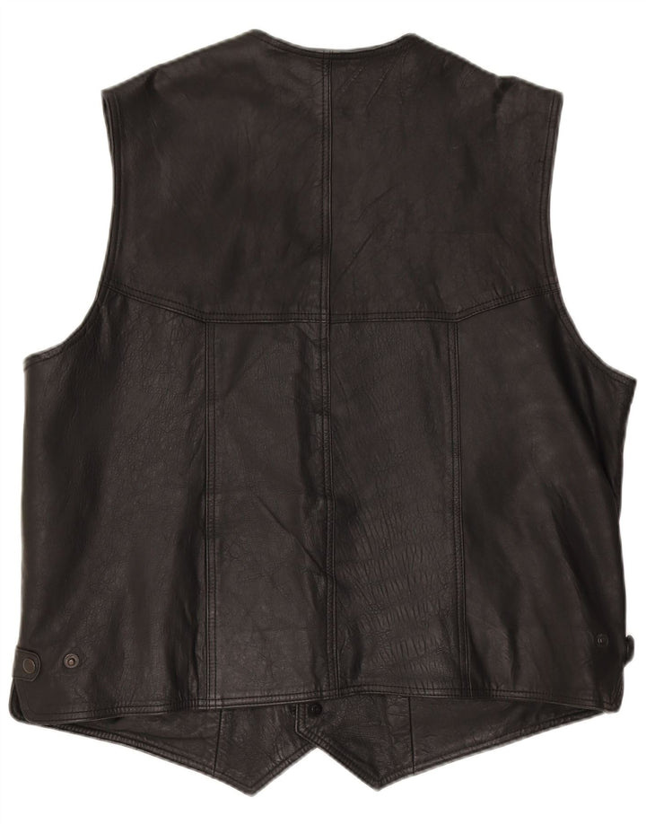 VINTAGE Ανδρικό Δερμάτινο Γιλέκο 3XL Μαύρο Δερμάτινο