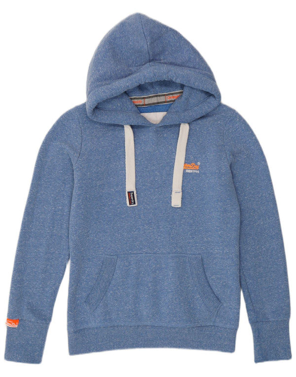 Superdry Womens Hoodie Jumper UK 8 Small Blue Flecked Polyester