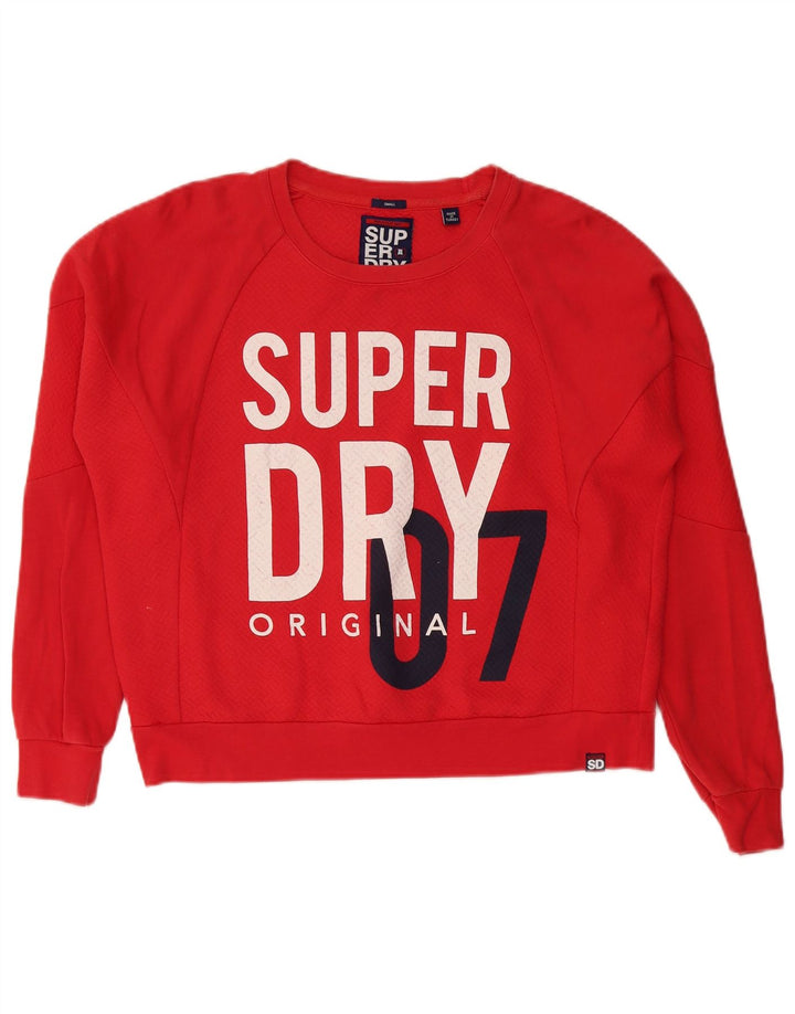 Superdry Γυναικεία γραφική μπλούζα υπερμεγέθη Jumper UK 10 Small Blue Cotton