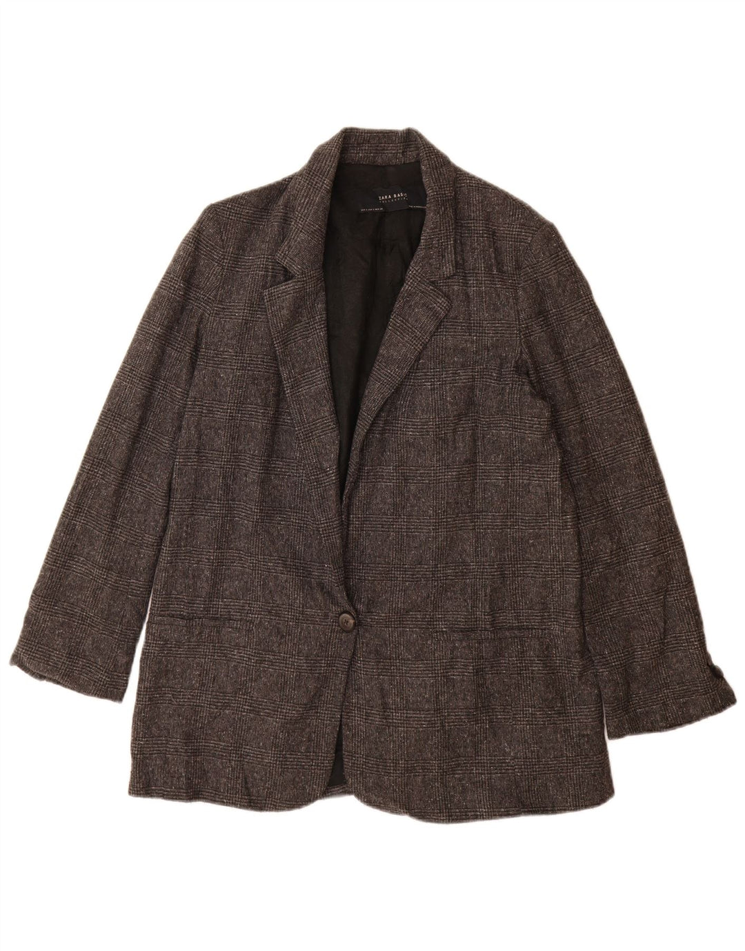 Zara Γυναικείο μπουφάν με 1 κουμπιά blazer UK 10 Small Grey Houndstooth