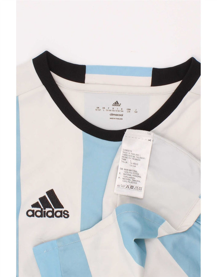 Adidas Boys Climacool T-Shirt 13-14 ετών μπλε ριγέ πολυεστέρα