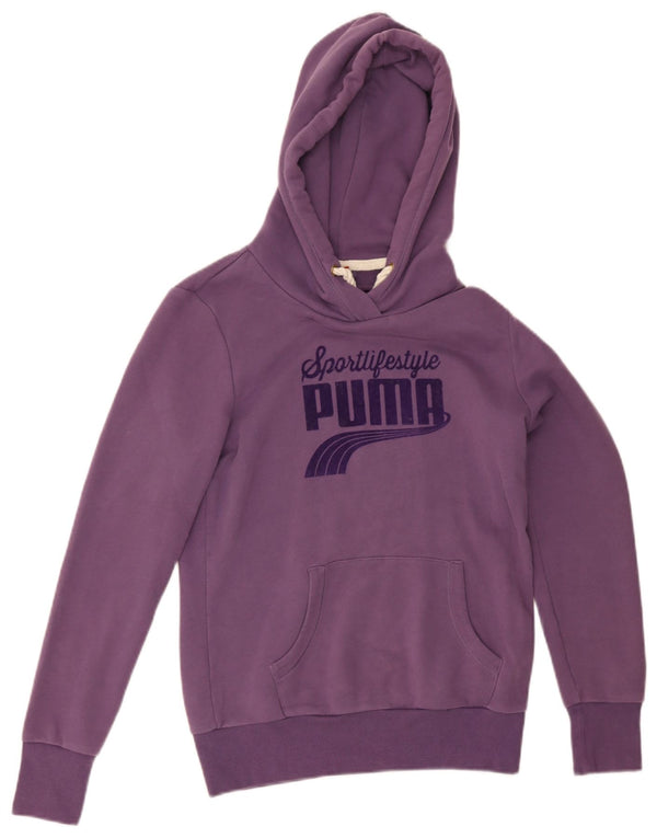 Puma Γυναικείο Γραφικό Hoodie Jumper UK 12 Medium Purple Βαμβακερό