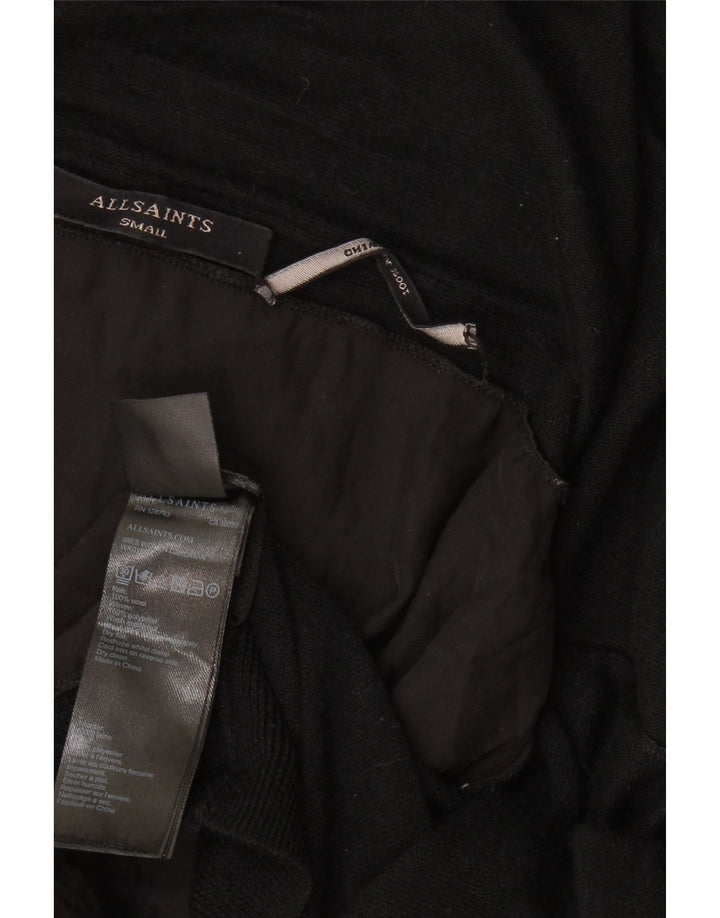 ALL SAINTS Γυναικείο ασύμμετρο ανοιχτό πουλόβερ UK 10 Small Black Wool