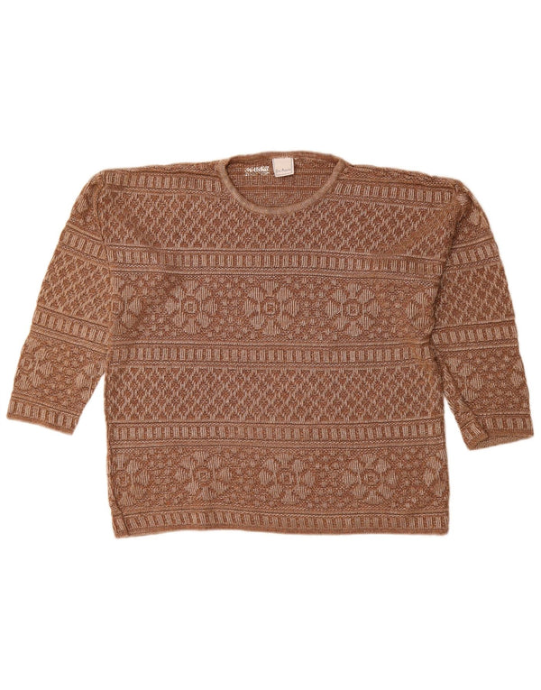 Gira Puccino Γυναικείο Πουλόβερ με λαιμόκοψη UK 14 Large Brown Fair Isle