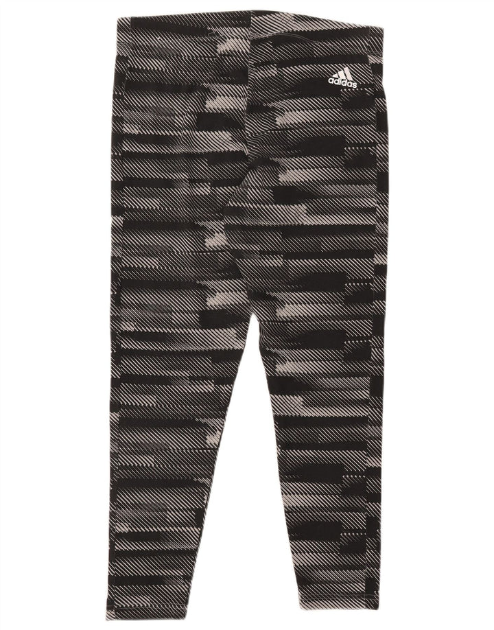 Γυναικεία γραφικά κολάν ADIDAS UK 16/18 Μεγάλο μαύρο ριγέ βαμβακερό