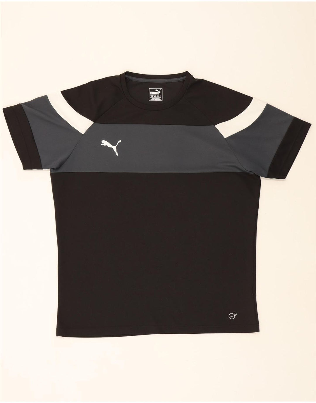 PUMA Mens T-Shirt Top XL Black Colourblock Polyester Vintage Puma and Second-Hand Puma from Messina Hembry 