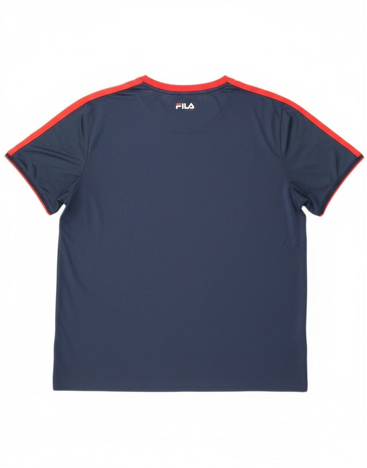 Ανδρικό T-Shirt Fila Top 2XL Navy Blue Colorblock Πολυεστέρας