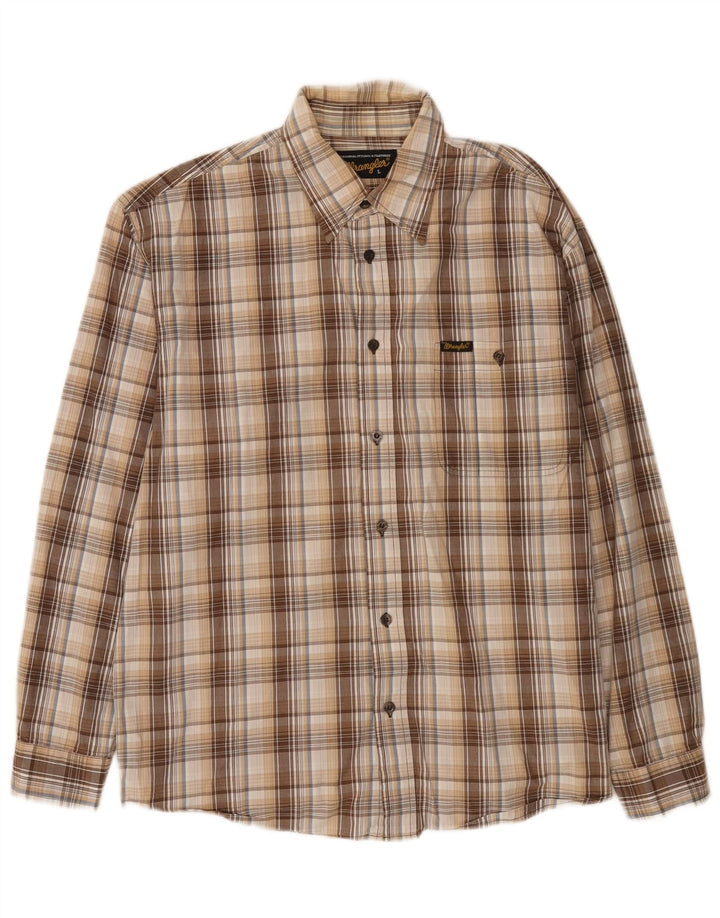 Ανδρικό πουκάμισο Wrangler Large Beige Check Cotton