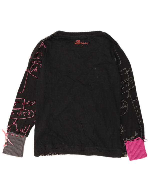 Desigual Γυναικείο Γραφικό Μακρυμάνικο UK 18 XL Μαύρη βαμβακερή καρδιά
