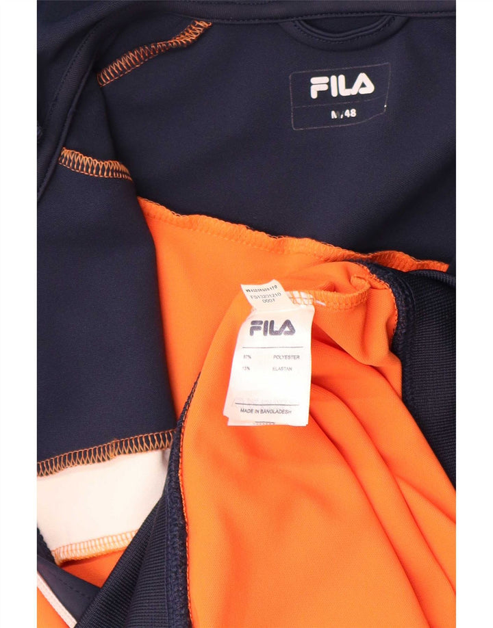 Ανδρικό πουλόβερ Fila με φερμουάρ με κουκούλα μεσαίου πορτοκαλί χρώματος πολυεστέρας