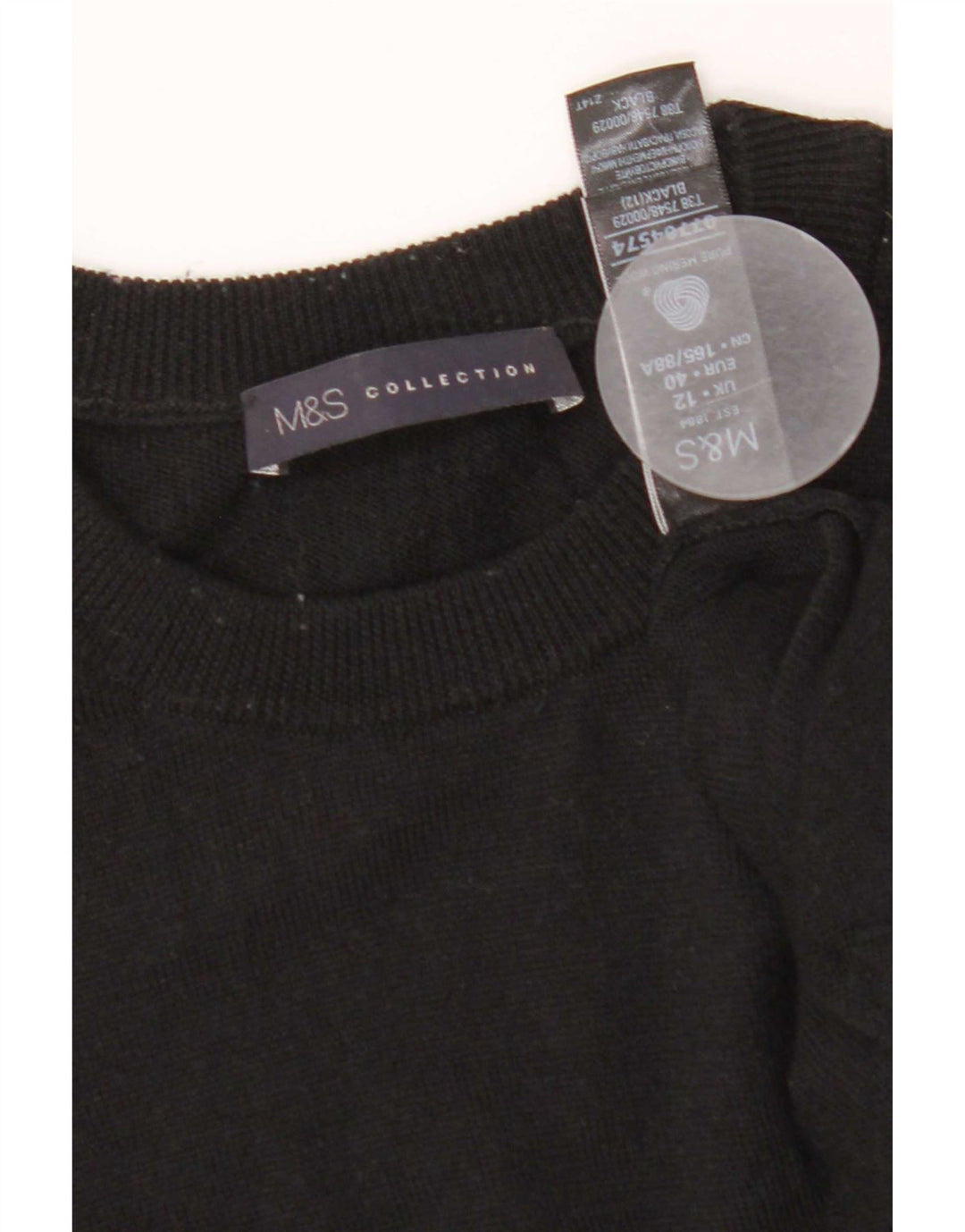 Marks & Spencer Γυναικείο φόρεμα άλτης UK 12 μεσαίο μαύρο μαλλί Merino