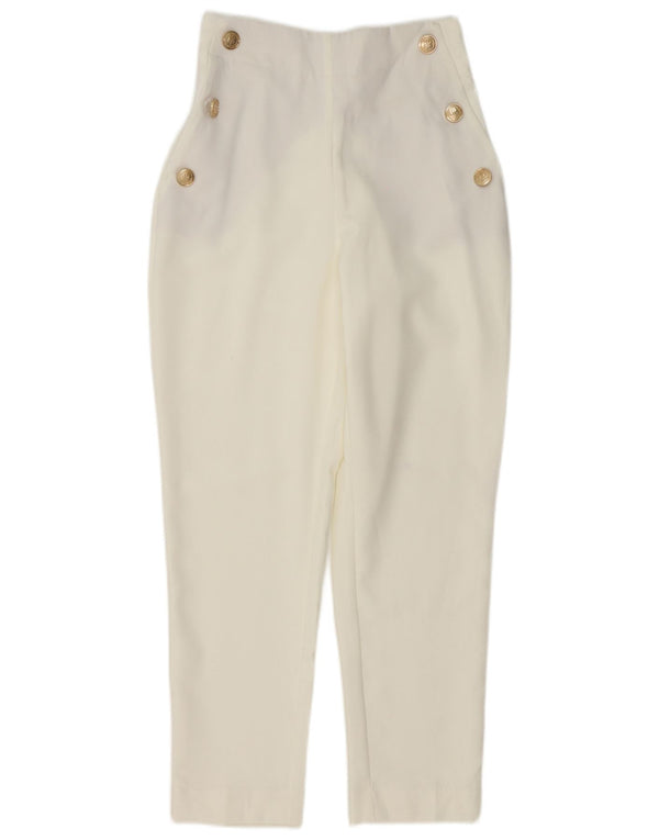 Zara Γυναικείο ψηλόμεσο κωνικό casual παντελόνι XS W24 L27 Λευκό πολυεστέρα