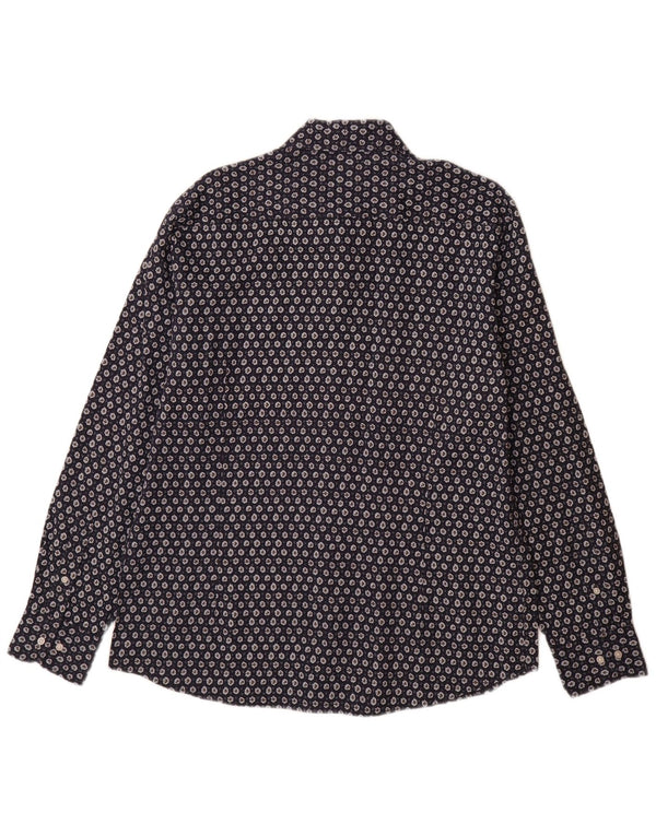 Ανδρικό πουκάμισο Massimo Dutti XL Navy Blue Floral λινό
