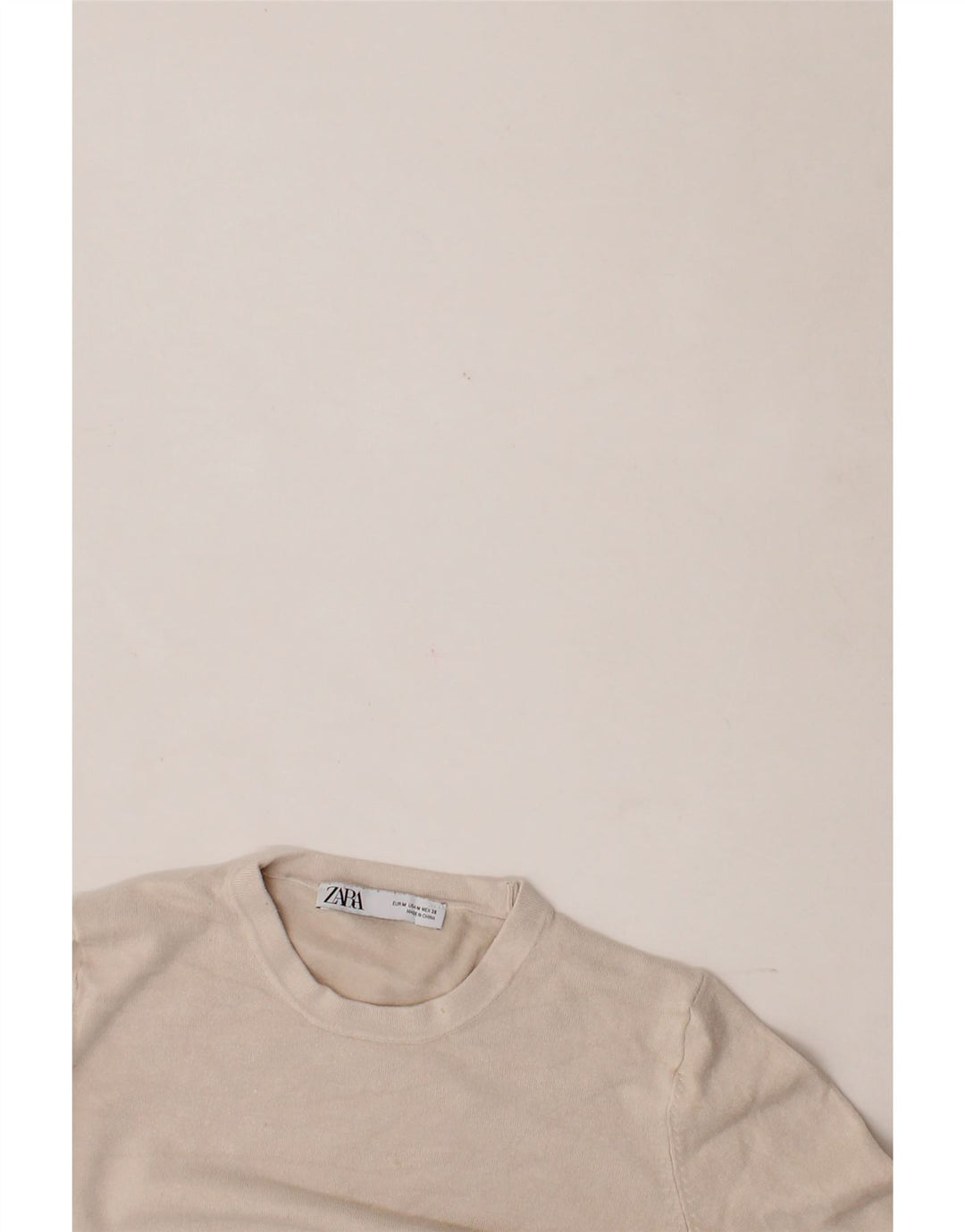 ZARA Womens Crew Neck Jumper Sweater UK 12 Medium Beige Vintage Zara and Second-Hand Zara from Messina Hembry 