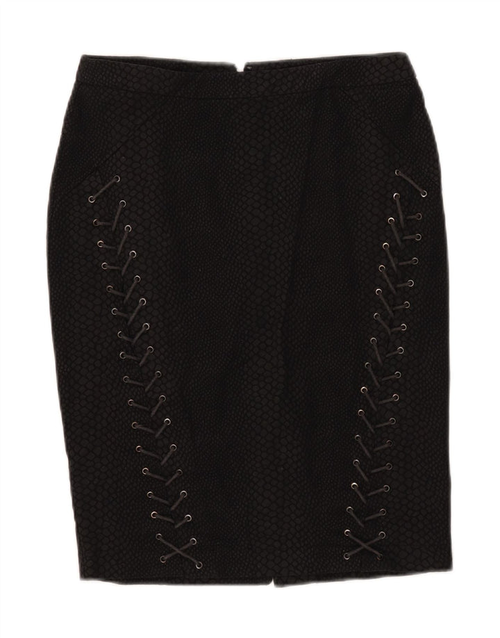 Zara Γυναικεία Pencil Φούστα Small W28 Μαύρο Animal Print