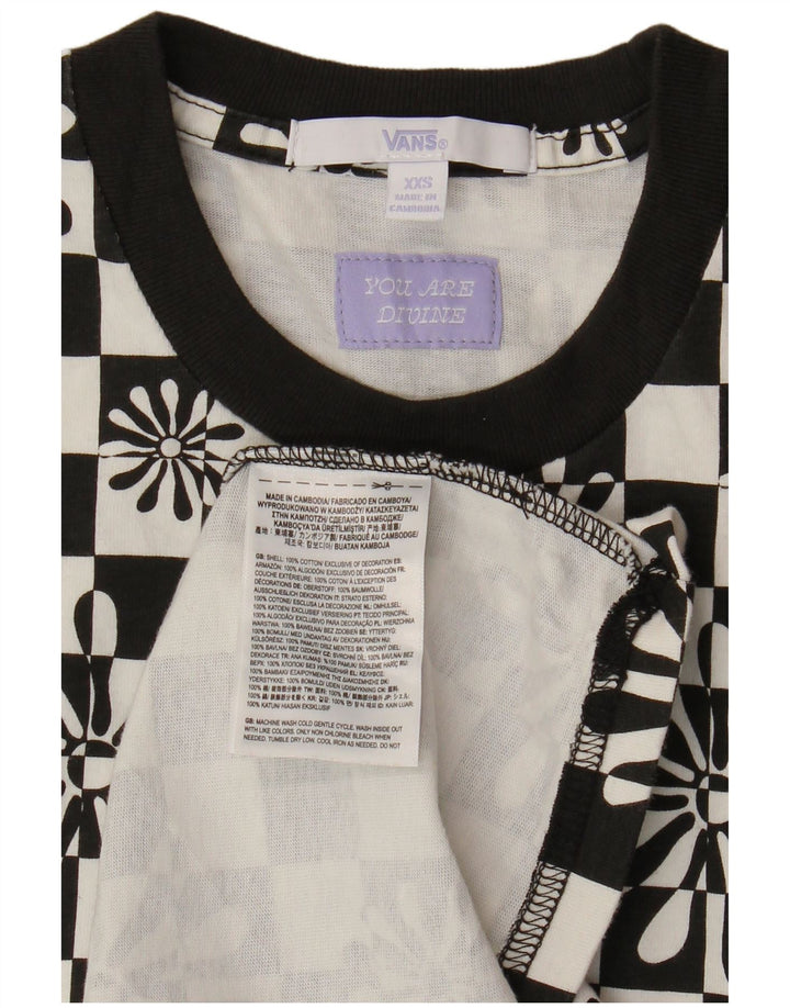 VANS Γυναικείο T-Shirt φόρεμα UK 2 2XS μαύρο γεωμετρικό βαμβάκι