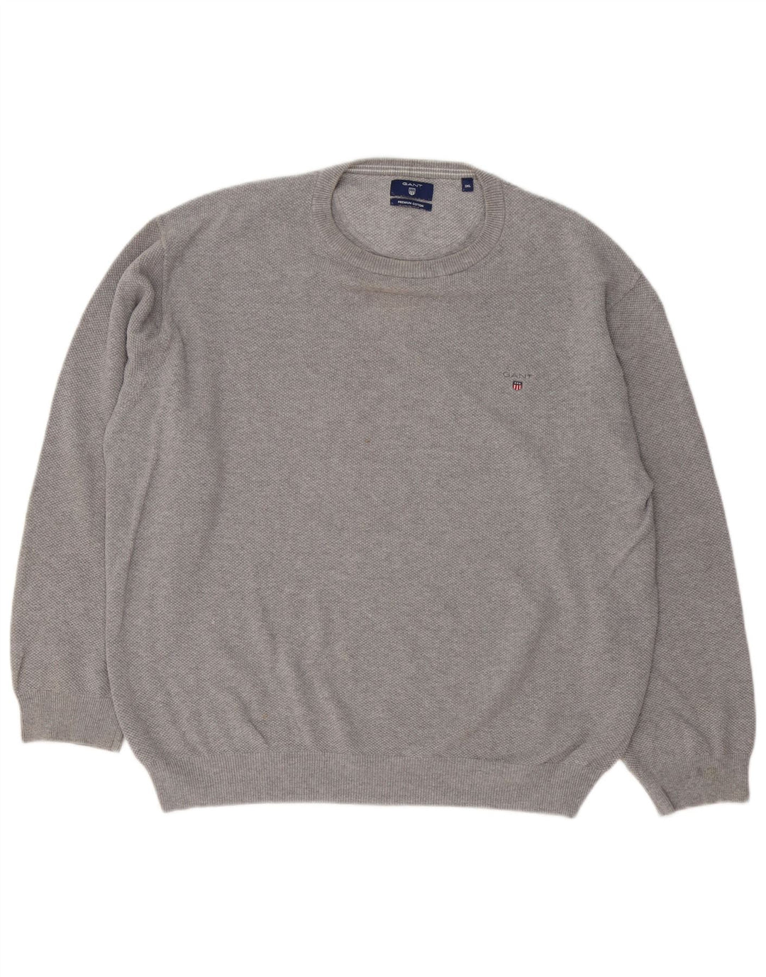 Πουλόβερ Gant Mens Crew Neck Jumper 3XL Γκρι βαμβακερό