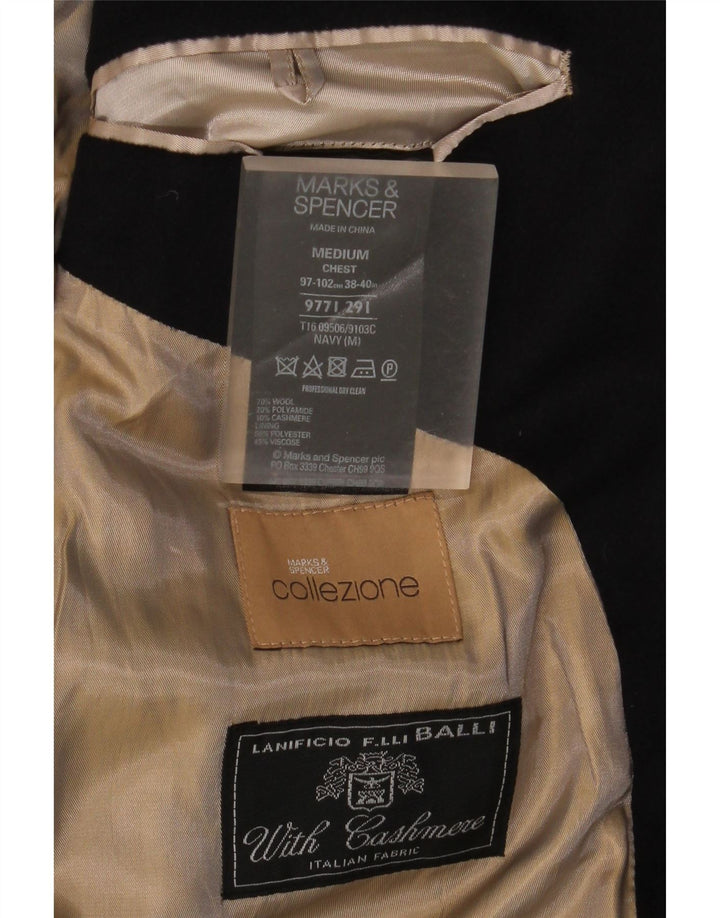 Ανδρικό πανωφόρι Marks & Spencer UK 38 Medium Navy Blue Wool