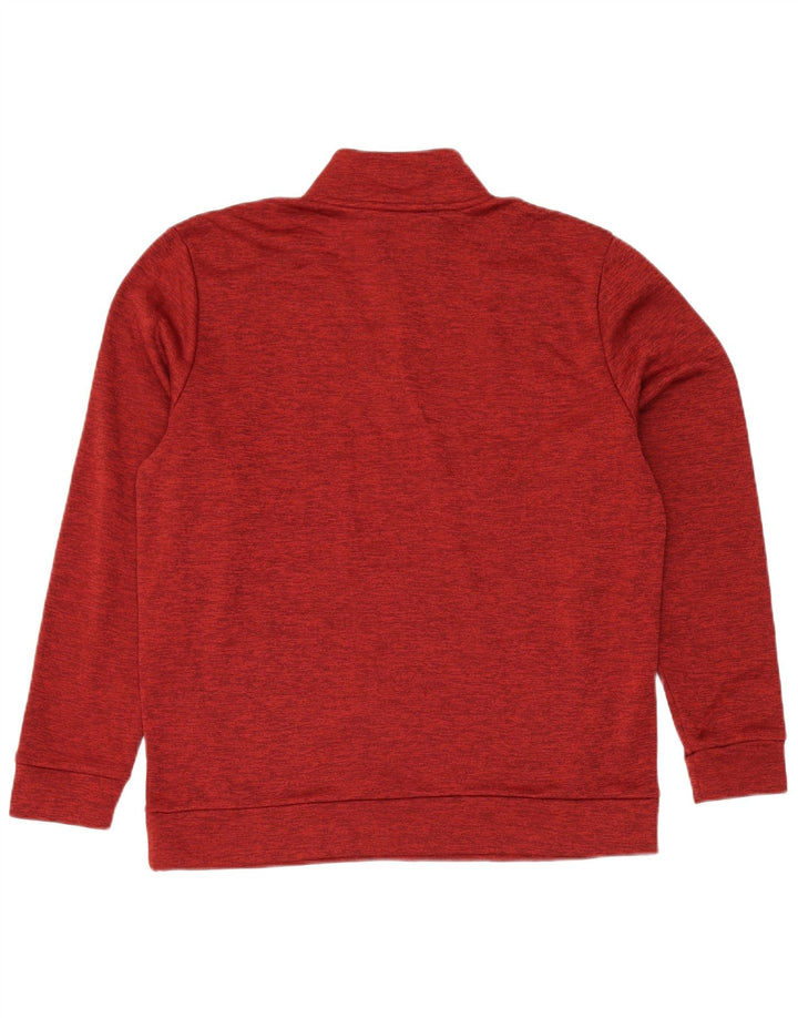 UNDER ARMOUR Mens Zip Neck Sweatshirt Jumper Large Red Flecked Polyester