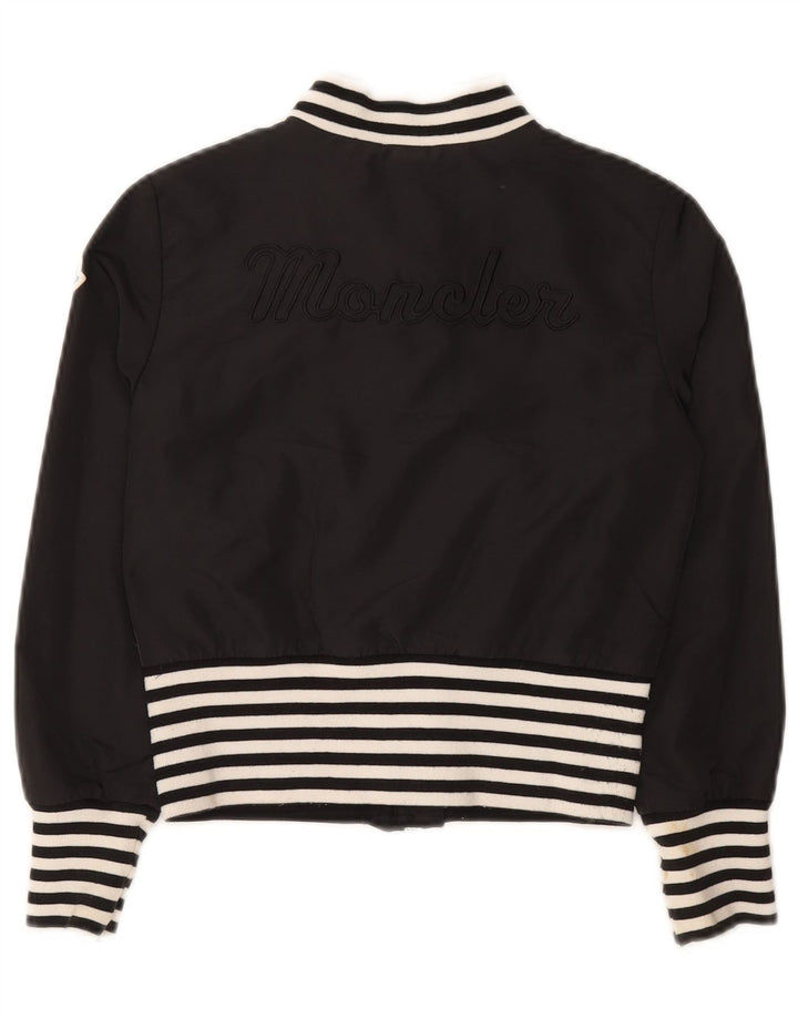 Moncler Girls Crop Bomber Jacket 9-10 Years Μαύρο ριγέ πολυαμίδιο
