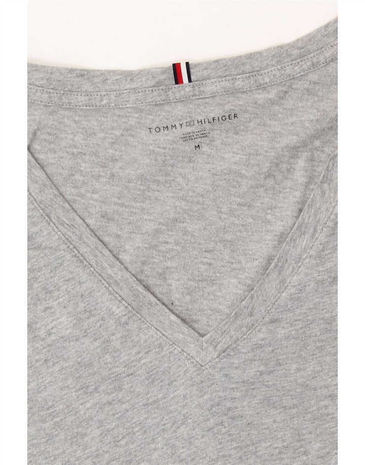 TOMMY HILFIGER Womens T-Shirt Top UK 14 Medium Grey Cotton Vintage Tommy Hilfiger and Second-Hand Tommy Hilfiger from Messina Hembry 