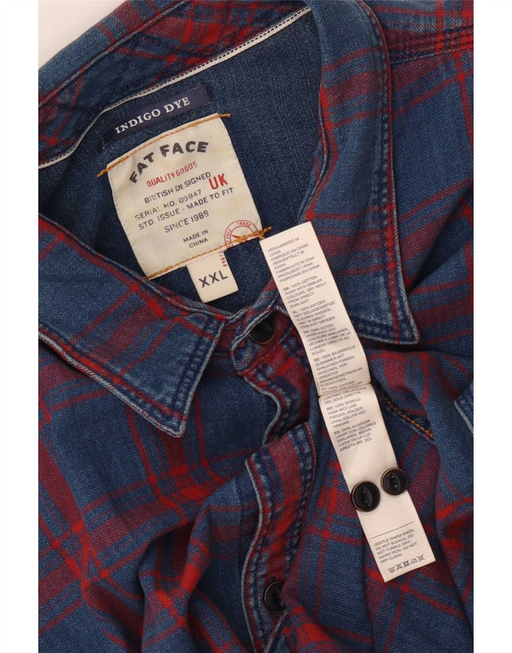 Ανδρικό Indigo πουκάμισο Fat Face 2XL Blue Check Cotton